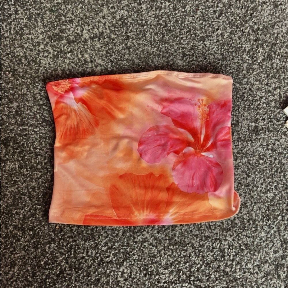 Aeropostale Orange and Pink Floral Crop Top